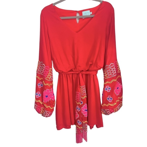 JUDITH March Gypsy Knot Red Embroidered Dress S - Picture 2 of 9